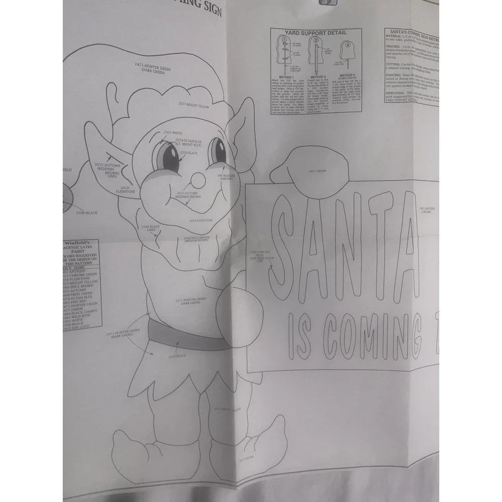 VTG the Winfield collection Santa's coming 1996 yard sign wood Cutting Pattern.